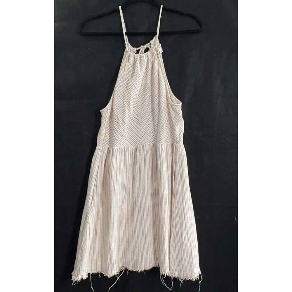FIRST MONDAY Women Stripped Raw Hem Halter Dress Sz M Multicolor Spring 68-27
